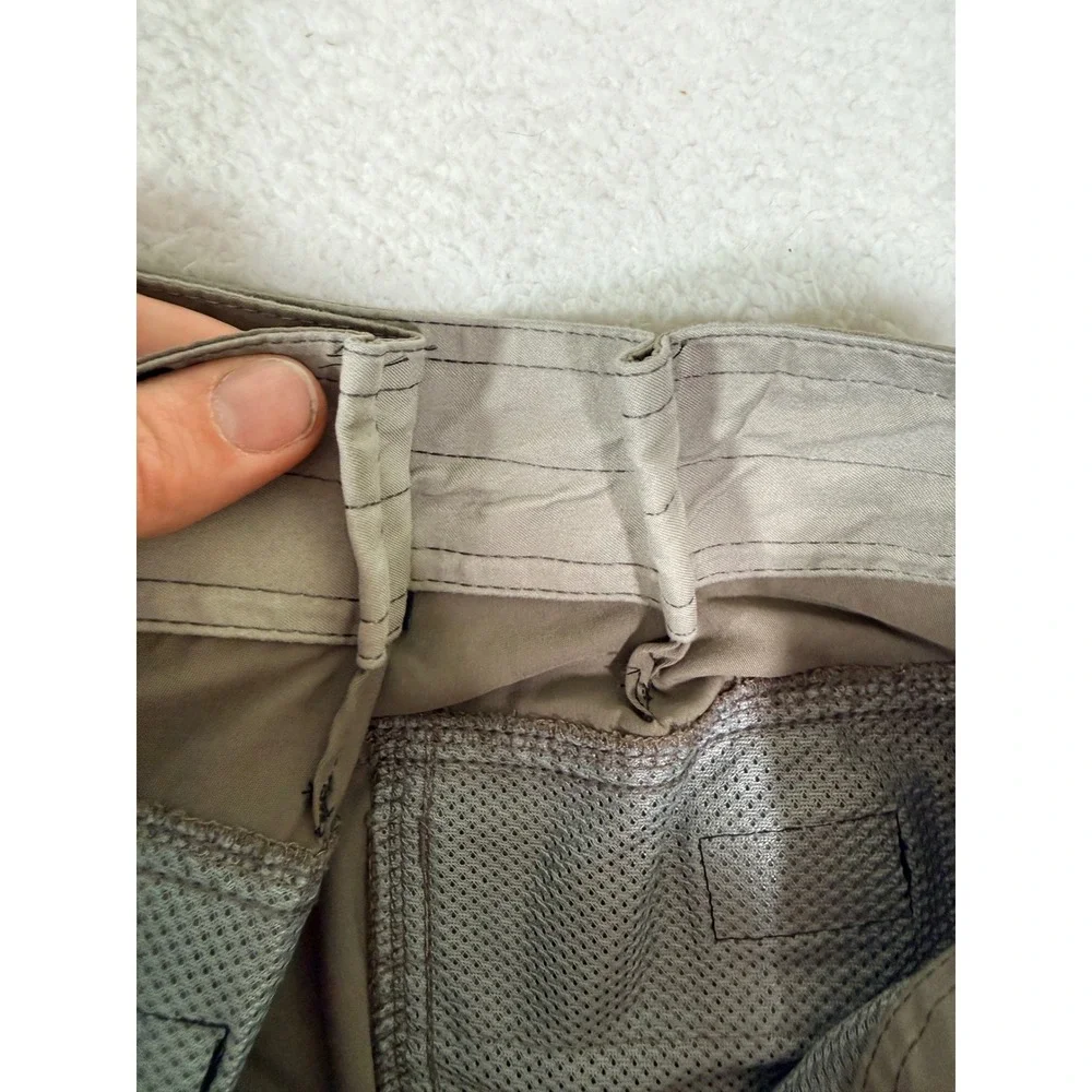 Kuhl Renegade Cargo Convertible Pants‎ Khaki Tan Stealth Zip Hiking Mens 35.5x30